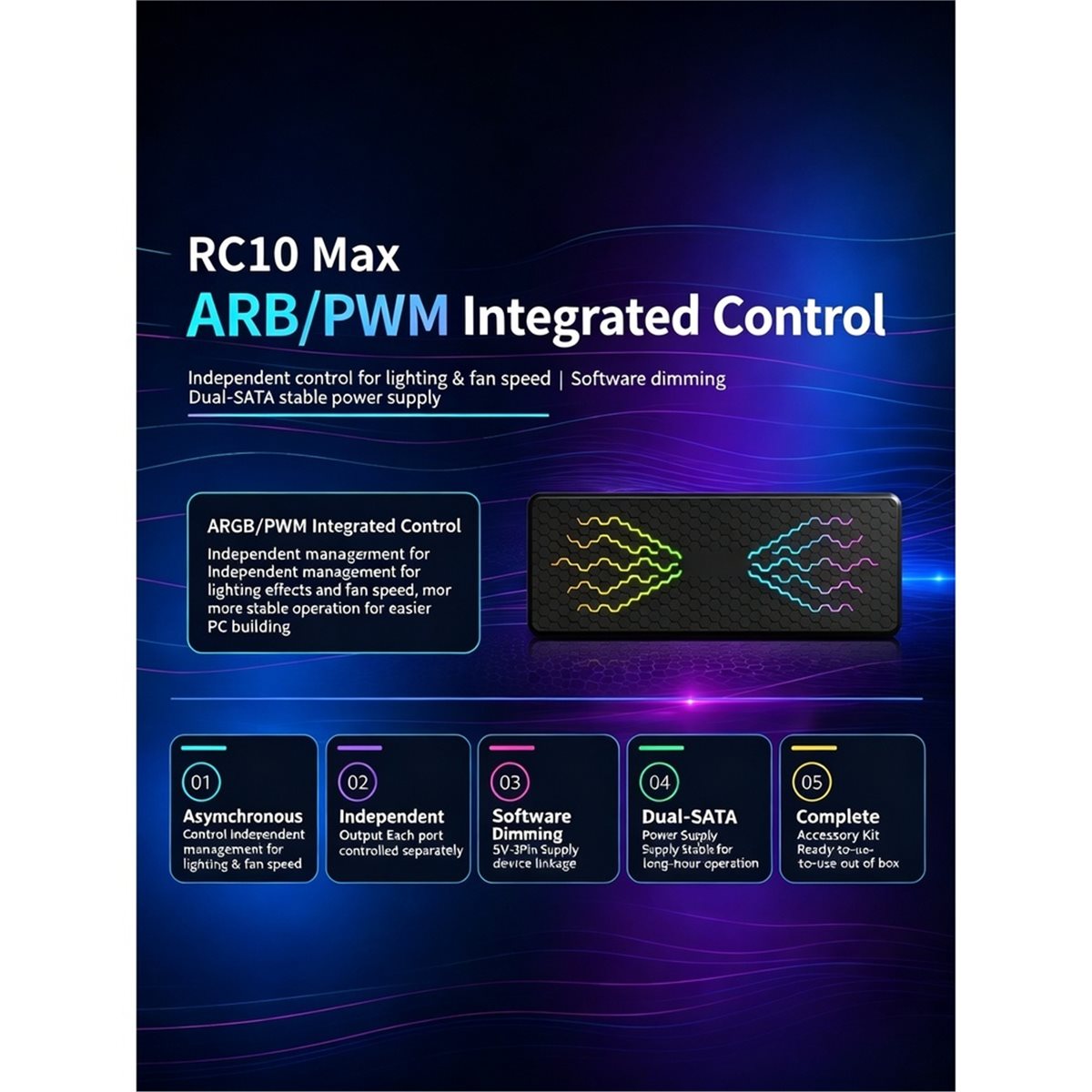 RC10max ARGB Hub Computer Case - Case Fan Controller ulasan dan harga