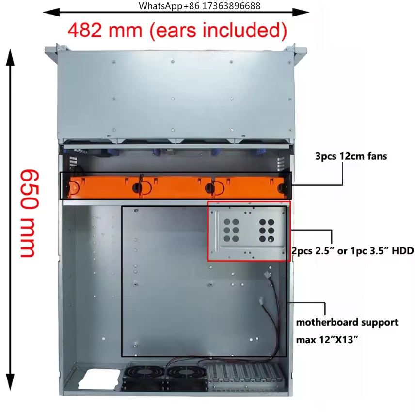 4U Rackmount Server Case 24 Ho - Case Fans ulasan dan harga